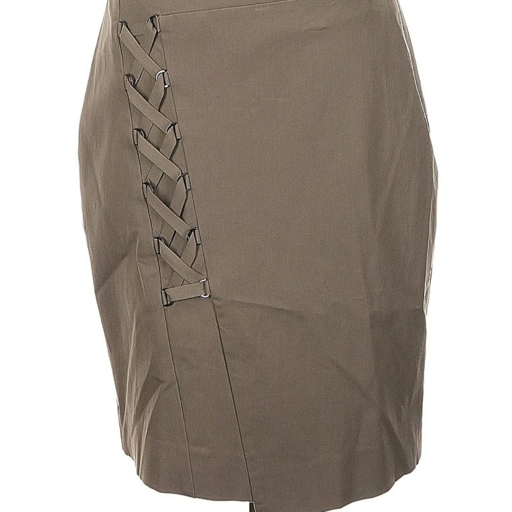 Etcetera Taupe Pencil Skirt with Lacing Detail